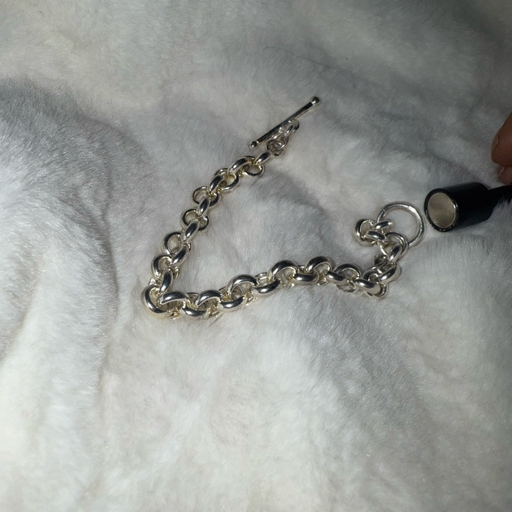 “OTC Signed” 925 Italy Marked Rolo Toggle Bracelet “ - Picture 11 of 17